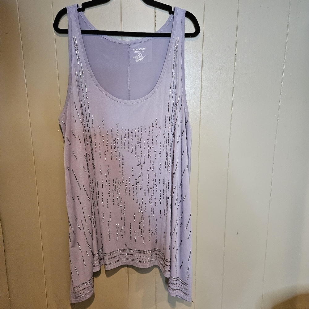 Lane Bryant Sequin Tank Top, Gray, Plus-Size 26/28, Special Occasions, Stretchy